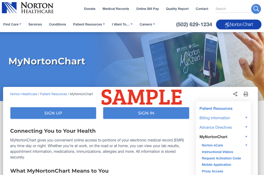 Norton Healthcare MyChart Sign Up / Login