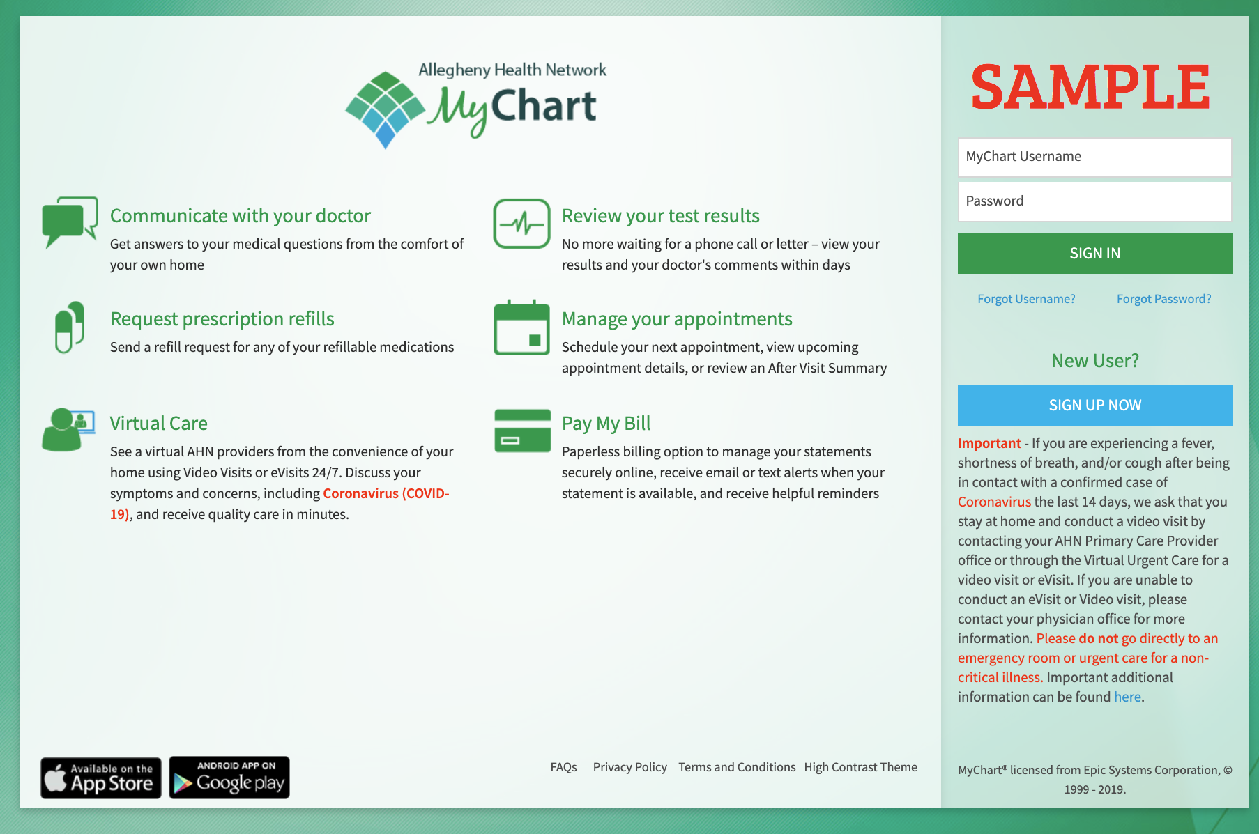 Allegheny Health Network MyChart Medicare LLC