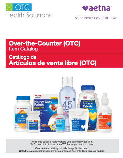 Aetna Better Health of Texas OTCHS Health Solutions OTC Over the Counter Catalog Download