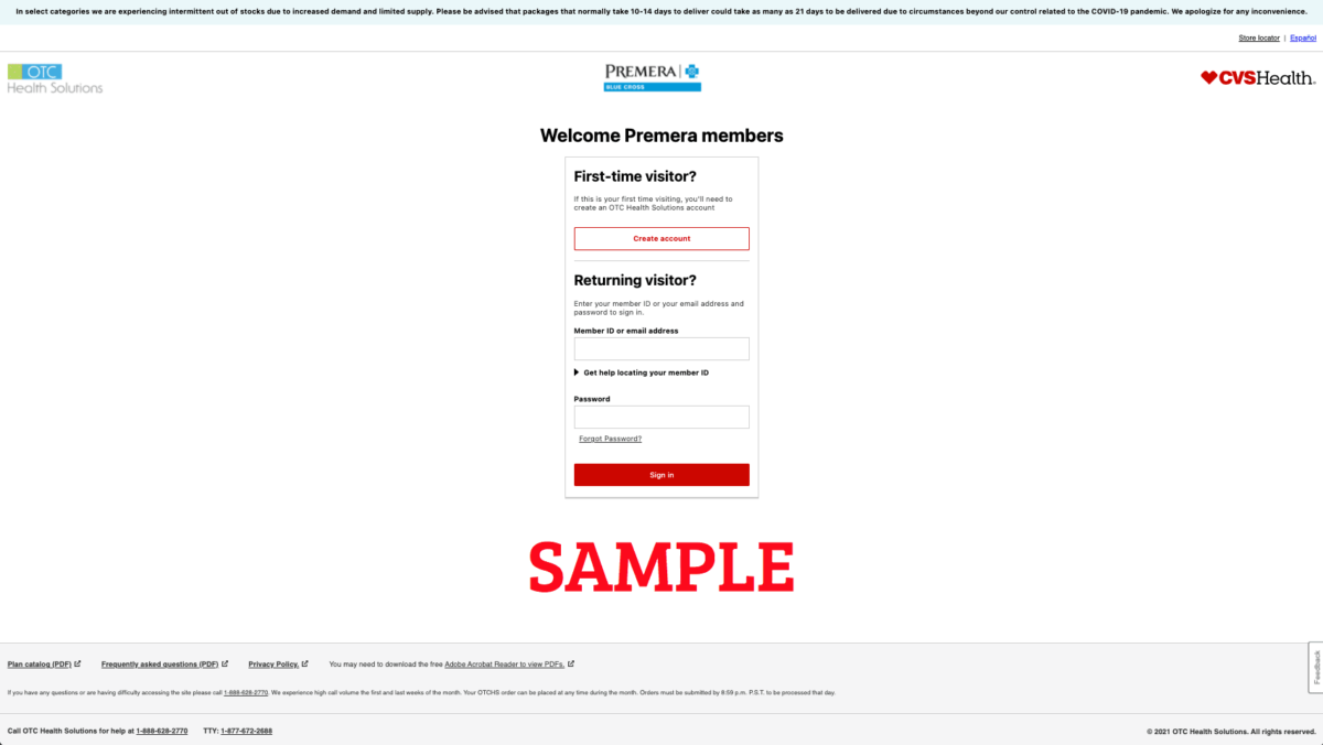 Premera Blue Cross OTCHS CVS Health Solutions Login Medicare LLC